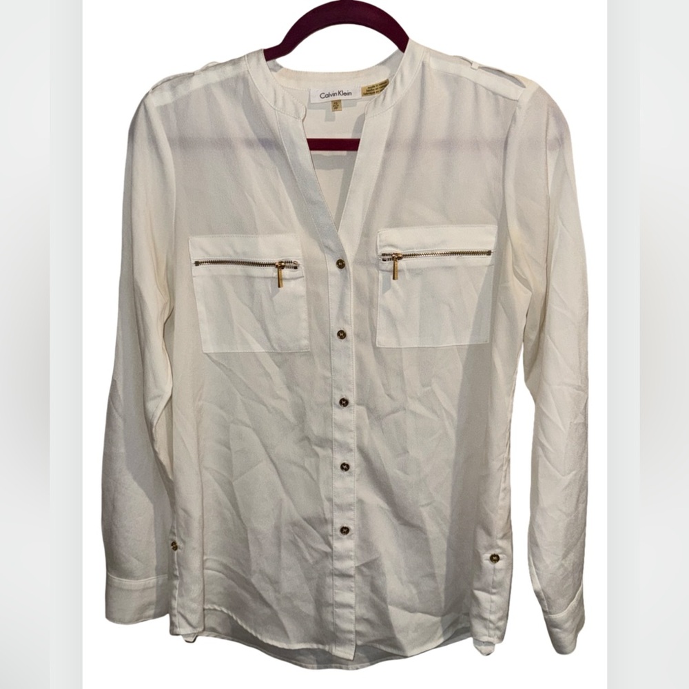 Calvin Klein Cream Satin Blouse
